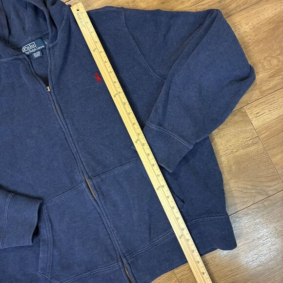 Men's L Polo Ralph Lauren Full Zip Knit Hoodie Blue Sweater Fleece Vintage - Picture 4 of 6